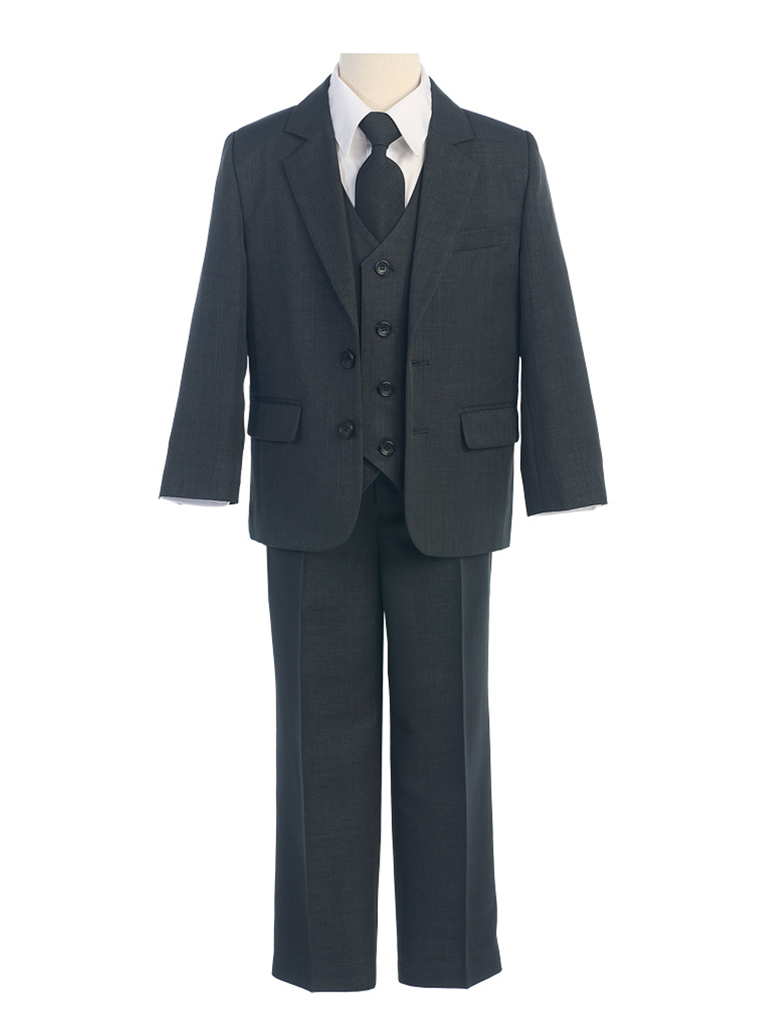 COLE Boys Suit with Shirt and Vest (5-Piece) - Charcoal Grey - Size 2