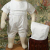Boys White Polycotton Christening Baptism Romper with Screened Cross