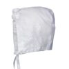 Baby Girls White Poly-Cotton Christening Baptism Hat with Lace Overlay and Flower Accents
