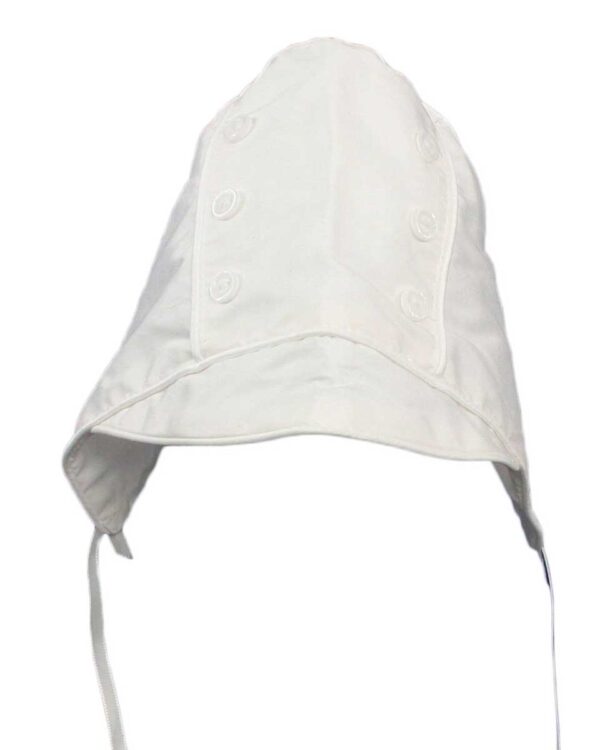 Boys Simple Silk Dupioni Christening Baptism Hat with Brim and Button Accents
