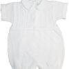 Boy’s Short Sleeve Soft White Cotton Knit Romper with Vest