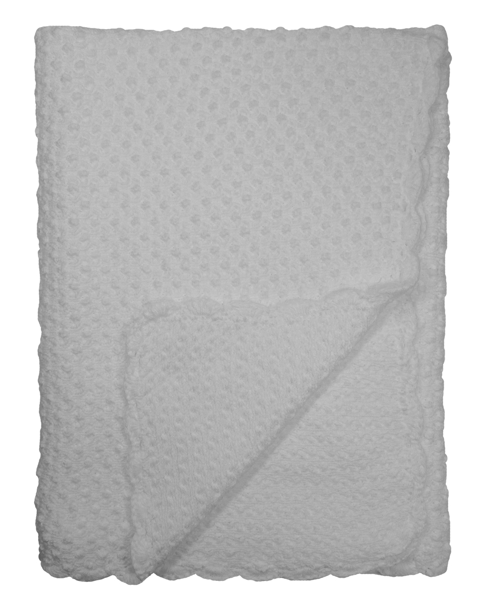 BT-M033 Hand Crochet White Cotton Shawl Blanket with Bubble Pattern
